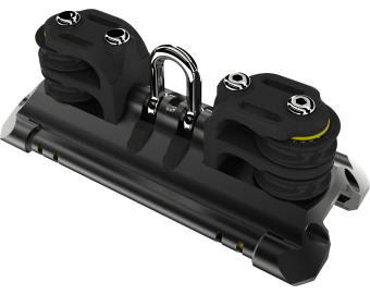 Size 2 NTR TB Mainsheet Car With Shackle & 2 Double Ball Bearing Control Line Sheaves